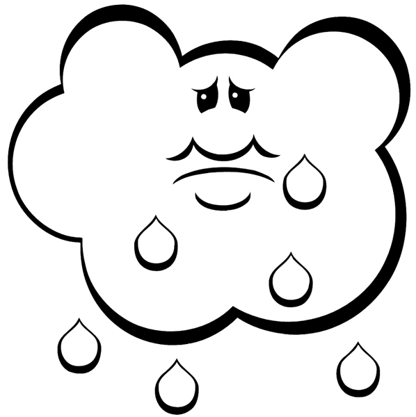 Cloud dripping tears of rain vinyl sticker. Customize on line. Seasons and Sun Moon Stars 082-0213